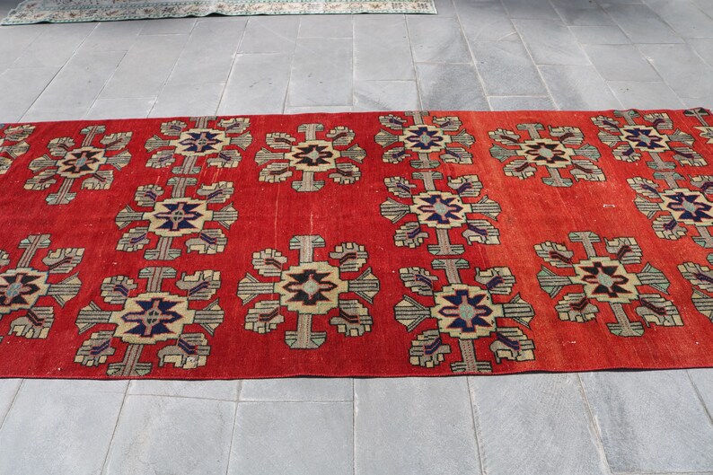 Turkish Rug Runner Rug 4.4x11.1 Ft Vintage Rug Oushak Rug Etsy