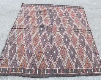 多色幾何学模様のヴィンテージトルコラグ | ラグ＆キリム - Etsy 日本