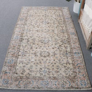 Turkish Rug, Vintage Rug, 4x7 Area Rugs, Antique Rug, Rugs For Dining Room, 3.7x6.6 ft Beige Rug, Neutral Oushak Rug, Decorative Wool Rug,
