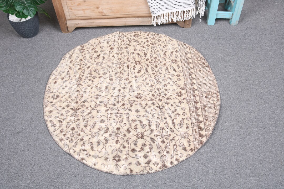 Round Rug, Small Rugs, Turkish Rug, Vintage Rug, Oushak Rugs, Rugs for ...