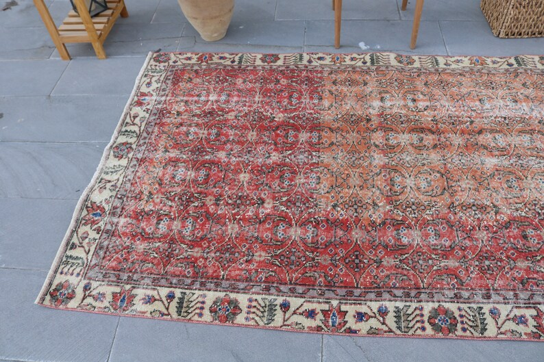 Wool Rug 4.4x8.8 ft Oriental Rug Handmade Rug Antique Rug,Organic Rug Oushak Rug Area Rug Turkish Rug Muted Rug 1844 Vintage Rug