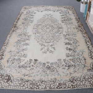 Vintage Rug, 6x10 Large Rug, Turkish Rug, Anatolian Rug, Rugs For Dining Room, 5.5x9.8 ft Beige Rug, Turkish Rug With Flower Patterns,