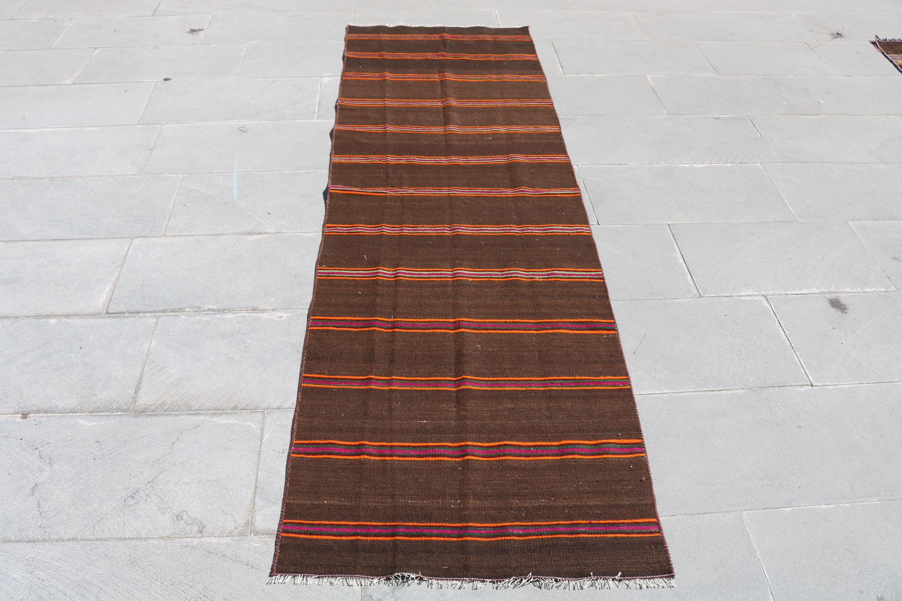 Runner Kilim, Turkish Kilim, 2.4x7.6 ft, Vintage Kilim, Striped Kilim, Antique Kilim, Organic Kilim, Hallway Kilim, Handmade Kilim, 1543