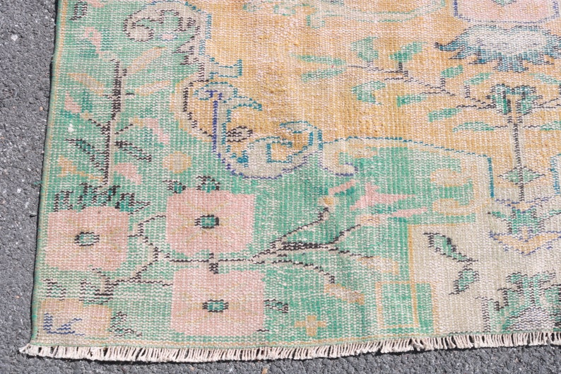 Vintage Rug, Turkish Rug, Large Rug, Oushak Rug, 63x104 Inches Orange