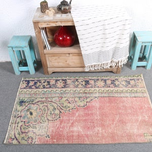 Turkish Rug, Vintage Rug, Small Rugs, Antique Rugs, Rugs For Entry, 2.5x3.9 ft Red Rug, Faded Oushak Rug, Turkish Rug Small, Wool Rug, 7520