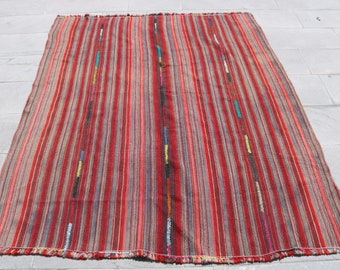 Turkish Kilim, 5.2x6.5 ft, Arae Kilim, Vintage Kilim, Oushak Kilim, Antique Kilim, Organic Kilim, Oriental Kilim, Handmade Kilim, Old, 1444