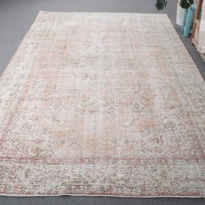 Turkish Rug, 6x10 Large Rugs, Vintage Rug, Muted Oushak Rugs, Rugs For Bedroom, 6.4x10 ft Orange Rug, Vintage Turkish Rug, Antique Rug,