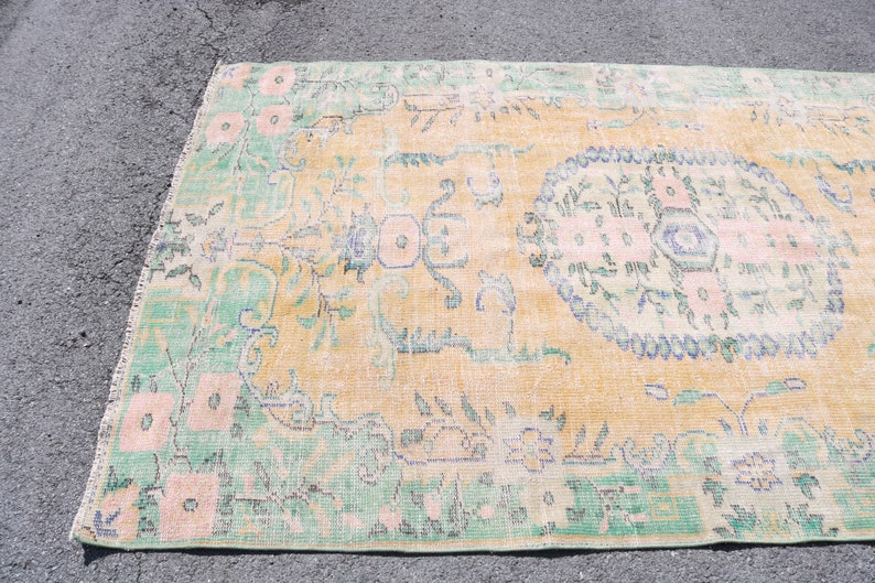 Vintage Rug, Turkish Rug, Large Rug, Oushak Rug, 63x104 Inches Orange