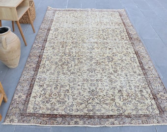 Salon Rug, Turkish Rug, 5.1x8 ft, Vintage Rug, Large Rug, Oushak Rug, Living Room Rug, Antique Rug,Organic Rug, Old Rug, Handmade Rug, 2352