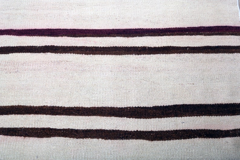 Striped Rug 95 x 350 cm Organic Rug Kilim Rug Hemp Rug 3.1 x 11.5 ft Runner Rug Old 114 Antibacterial Rug White Rug Turkish Rug