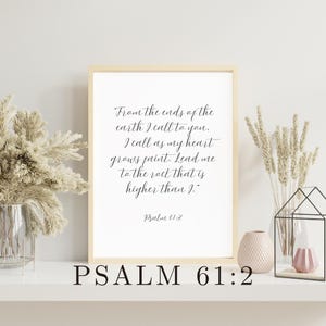 Psalm 61:2 Bible Verse Wall Art | Calligraphy Style Scripture Print | Digital Download | Spiritual Christian Gifts