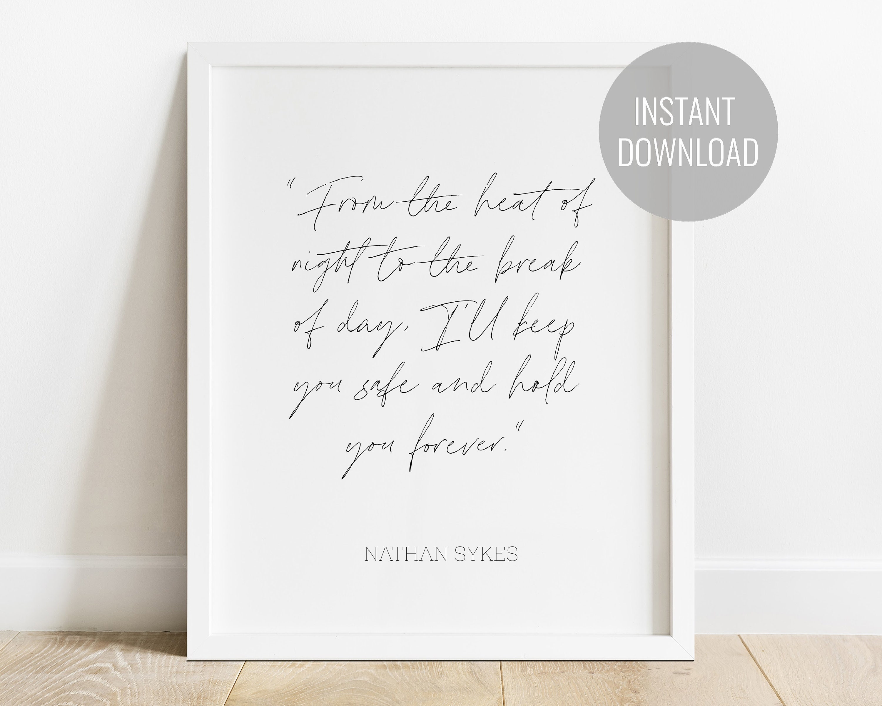 Over and Over Again / Nathan Sykes Love Song Lyrics / I'll Keep You Safe  Forever / 8x10 Quote Print / Wall Art Home Decor / Digital Download - Etsy