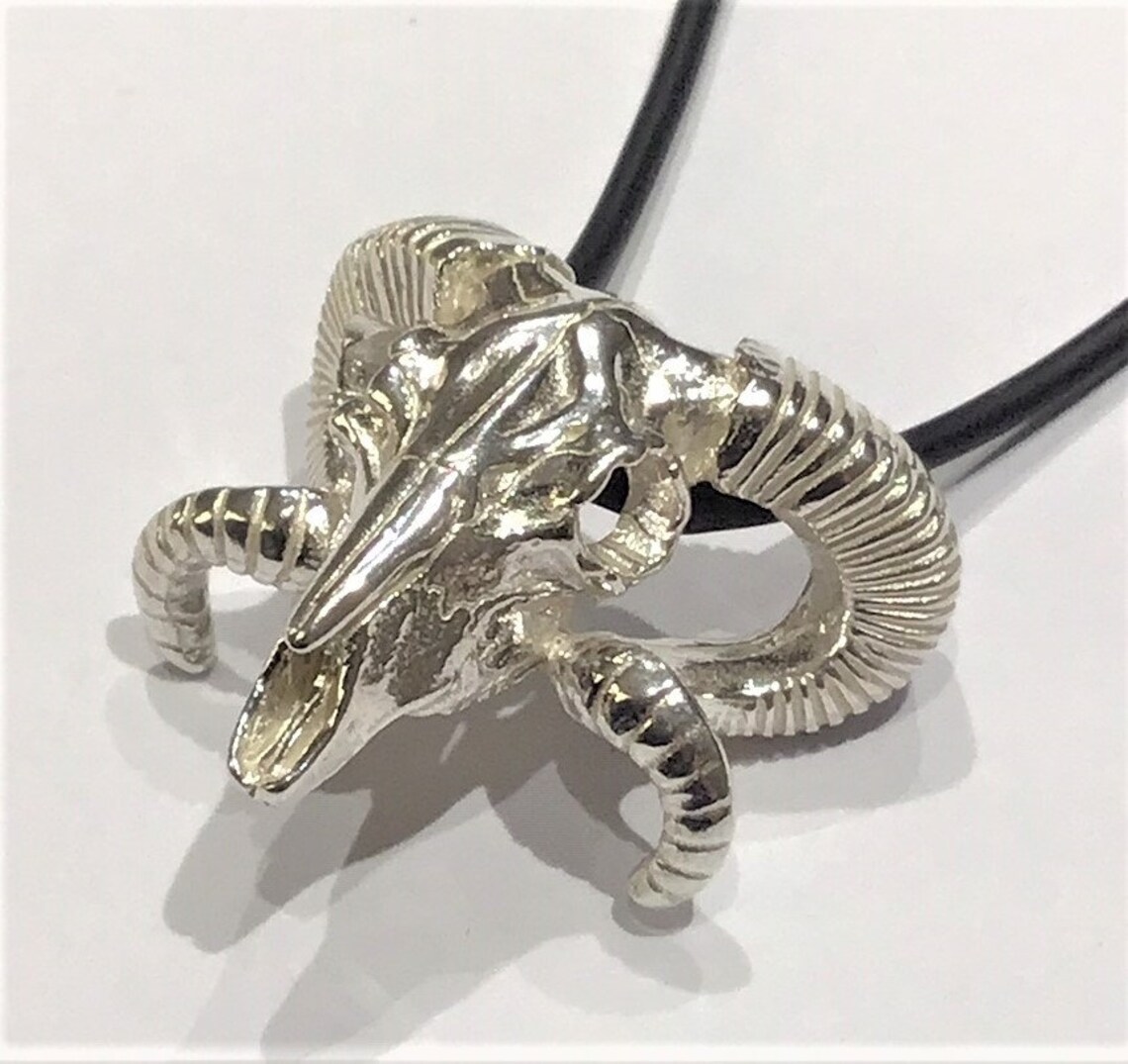 Handmade Solid Silver Rams Head Pendant Necklace by Marmoset Designs Etsy