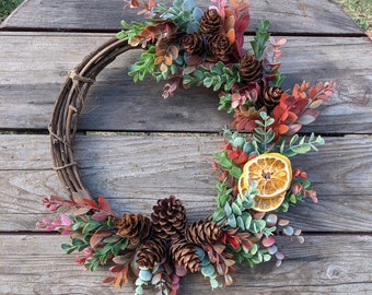 Fall Wreath - Thanksgiving Wreath - Farmhouse Wreath - Rustic Wreath - Small Wreath - Kitchen Wreath