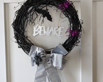 NEW! - Black Halloween Wreath - Halloween Wreath - Grapevine Halloween Wreath - Halloween Wreath for Front Door - Spider Wreath