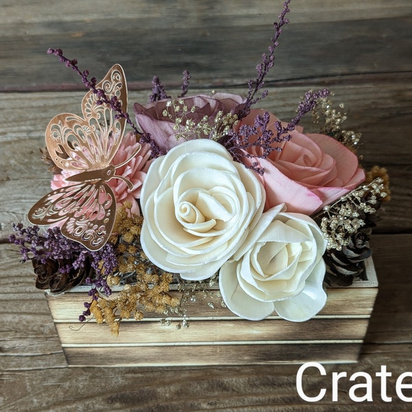 Spring Sola Wood Flower Arrangement, Mother’s Day Gift, Small Floral Centerpiece (5.5"X5"), Fall Flower Arrangement,Wedding Table Decoration