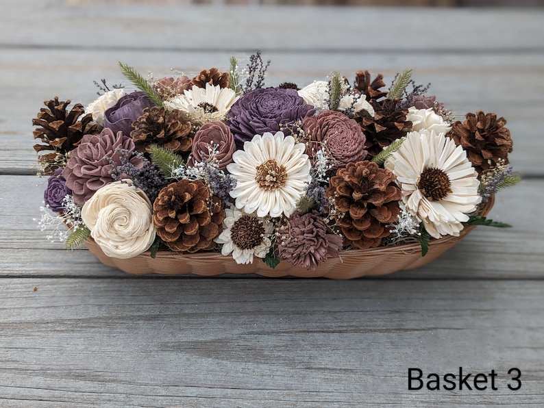 Sola Wood Flower Fall Centerpiece: Thanksgiving Table Decor Basket 3