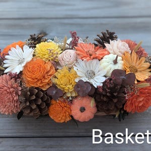 Sola Wood Flower Fall Centerpiece: Thanksgiving Table Decor Basket 5