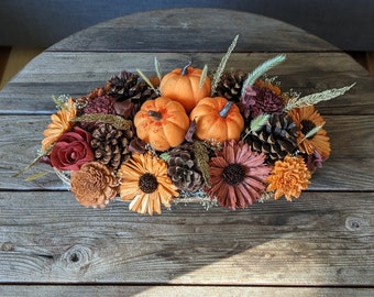 Fall Centerpiece, Sola Wood Flower Arrangement, Thanksgiving Floral Arrangement, Fall Decor, Flower Centerpiece, Fall Arrangement