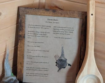 Sauna Rules Print: Finnish Sauna Art, Saunatonttu Illustration