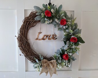 Front Door Wreath - Spring Wreath - Summer Wreath -  Lambs Ear Wreath - Farmhouse Wreath - Mother’s Day Wreath