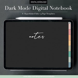 Landscape Dark Mode Digital Notebook | Goodnotes Notebook Template