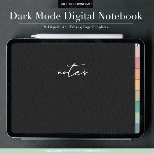 Landscape Dark Mode Digital Notebook Goodnotes Notebook Etsy