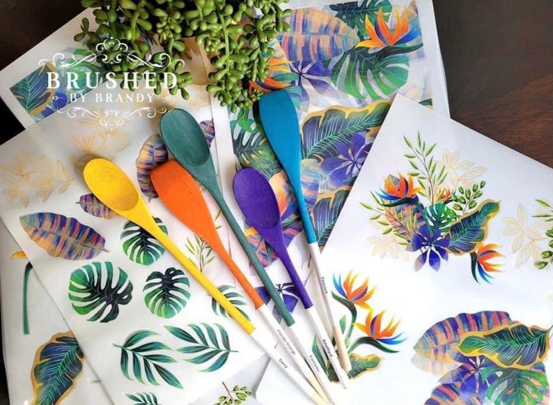 Rub On Transfers Furniture Transfer TROPICAL LEAVES Dixie Belle Transfers