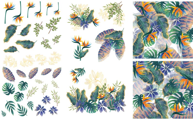 Rub On Transfers Furniture Transfer TROPICAL LEAVES Dixie Belle Transfers