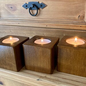 Rustic Wooden Tealight Holder - Set of 3 Cubes