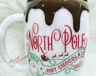 Hot Coca Christmas Mug, Hot Chocolate Drip Cup, North Pole Hot Coca Drip Cup, Drip Tumbler, Christmas Gift