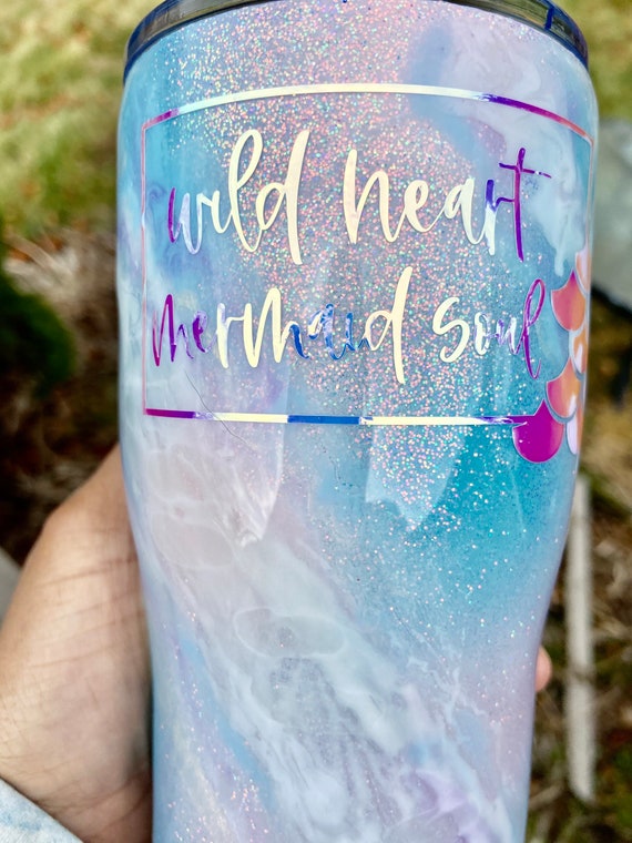 Mermaid Scale Tumbler, Glitter Mermaid Tumbler, Custom Tumbler