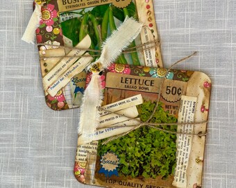 Two Vintage Inspired Journal Cards - Ephemera - Embellishments - Junk Journal - Vintage Seed Packets