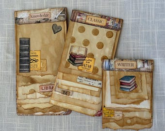 Back to Books - Paper Tablets - Set of Three - Hand Made Ephemera - Hand Dyed Papers