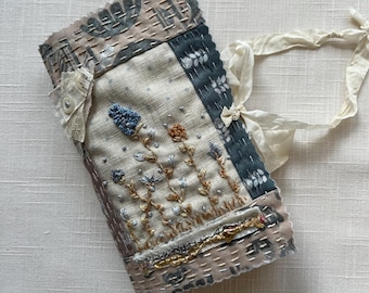 Slow Stitched Hand Embroidered Flower Garden Journal - Handmade Journal
