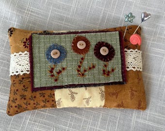 Pincushion - Hand Applique - Walnut shell Filled