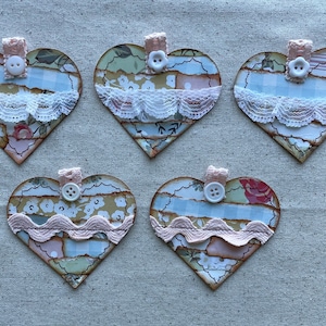 Collaged Shabby Chic Heart Ephemera