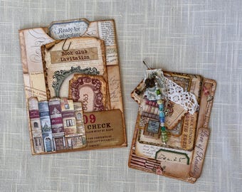 Back to Books Journaling Cards – Envelope, Stacked Cards, Dangle - Handmade