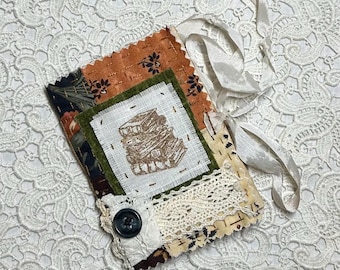Back To Books - Slow Stitched, Hand Stamped - Handmade Journal