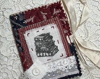 Back To Books - Slow Stitched, Hand Stamped - Handmade Journal