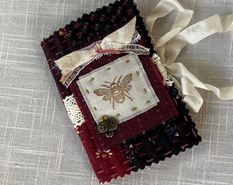 Bee Kind - Slow Stitched, Hand Stamped "Bee Kind" Design - Handmade Journal