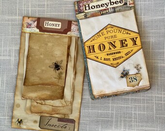 Bee Kind - Paper Tablets - Set of Two - Hand Made Ephemera - Hand Dyed Papers