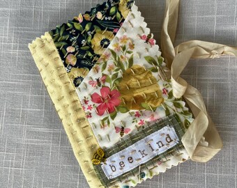 Bee Kind - Slow Stitched, Hand Stamped "Bee Kind" Design - Handmade Journal