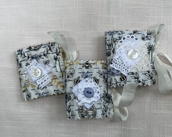 Bee Kind - Tiny Slow Stitched "Bee Kind" Journals - Set of Three - Hand Stitched Journals - Handmade