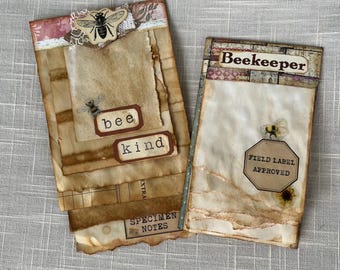 Bee Kind - Paper Tablets - Set of Two - Hand Made Ephemera - Hand Dyed Papers