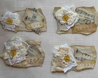 4  Word Clusters with Lace Clusters - Journal Ephemera