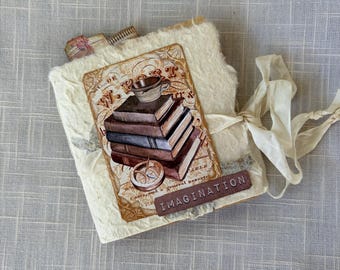 Back To Books -Handmade Paper Journal - Book/Library Themed