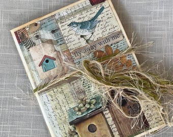Bird House Journal - Handmade Ephemera - Junk Journal - Ephemera