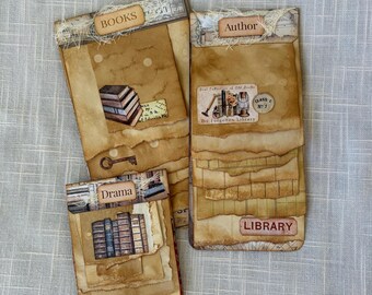 Back To Books - Paper Tablets - Set of Three - Hand Made Ephemera - Hand Dyed Papers