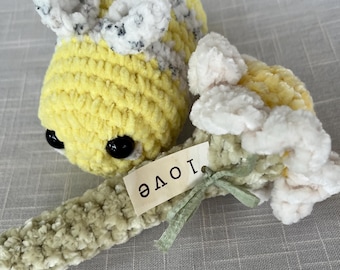 Bee Kind - Bee and Flower Plushies - Set of Two - Hand Crocheted